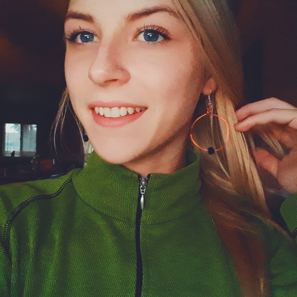 Orange hoop earring